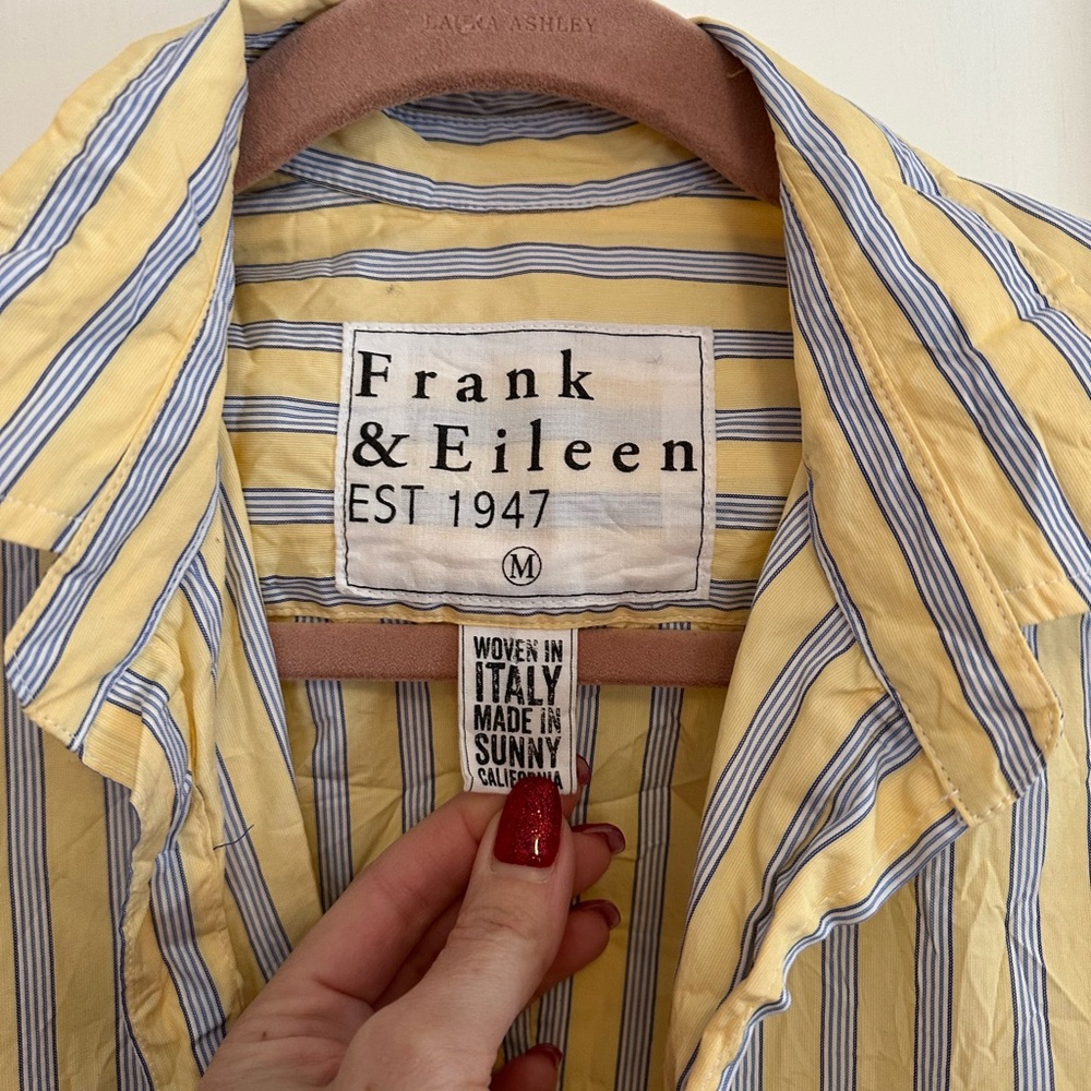 Frank & Eileen Barry Yellow and Blue Striped Shirt sz M (reco sz 4) - Picture 2 of 5